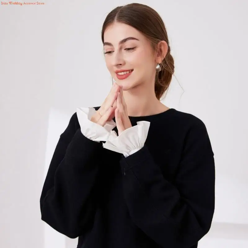 

G92D 1pair Bride Flower Wrist Cuff Ruffled Hand Sleeve Polyester Arm Decorations