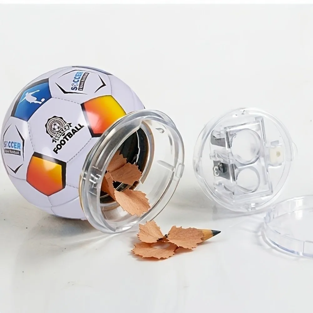 3-Hole Design Manual Pencil Sharpener Adjustable Holes Multi-Size Pencils Football Pencil Sharpener Random Color Compact Design