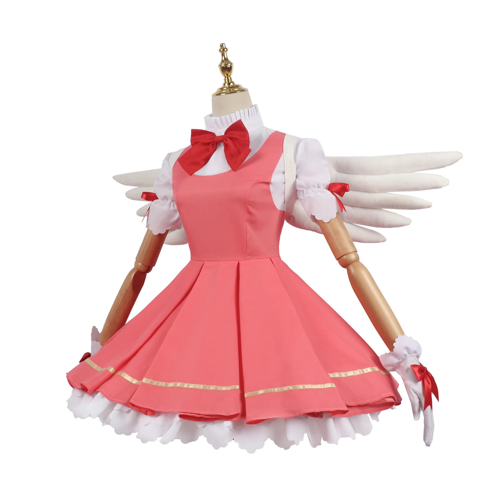 Anime Sakura Card Captor Cosplay Kinomoto Sakura Cosplay disfraz peluca rosa vestido de Lolita Halloween fantasía Cos traje de fiesta