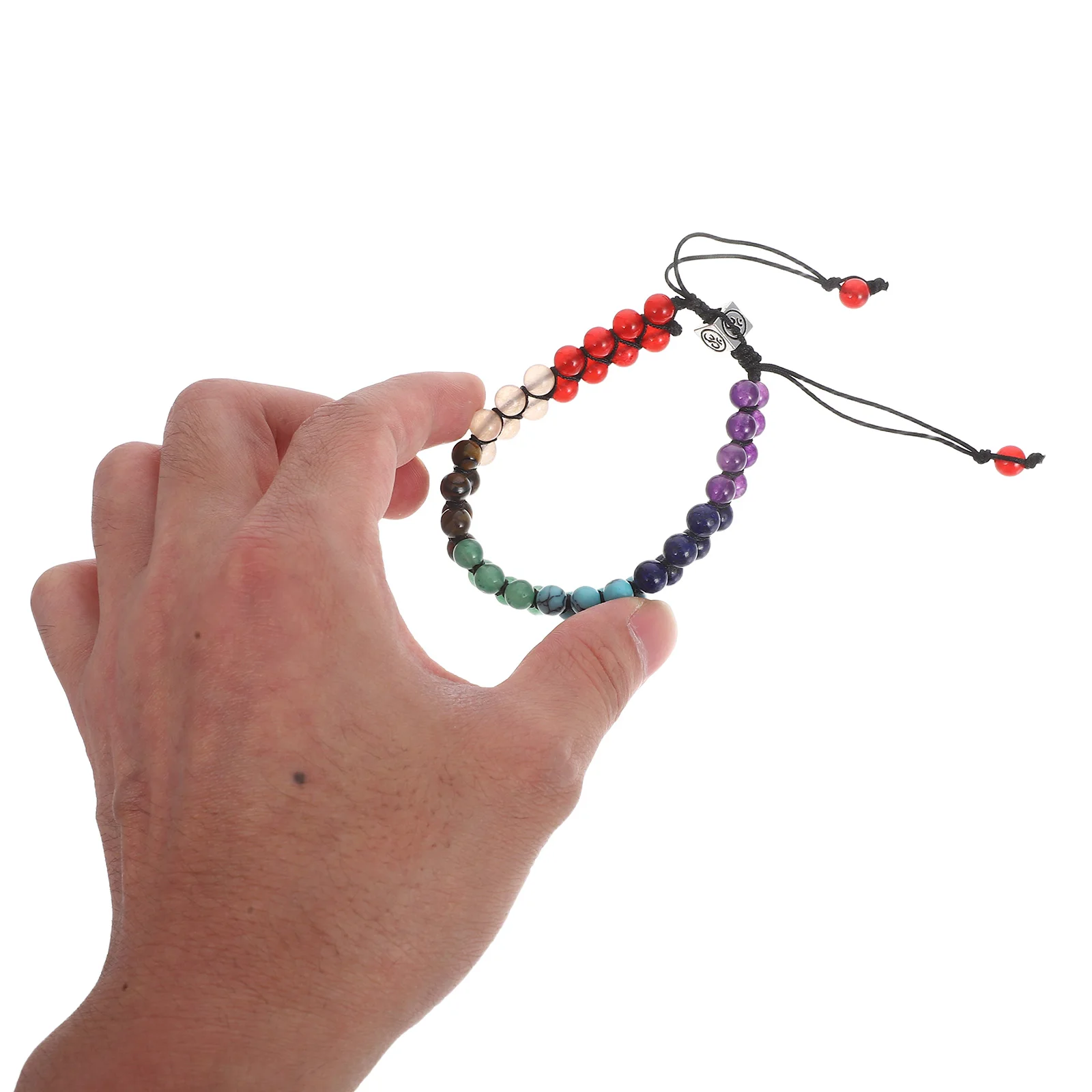 

Natural Stone Bracelet Adjustable Unisex Wrist Beads Charms Colorful Durable Double Row Design for Yoga