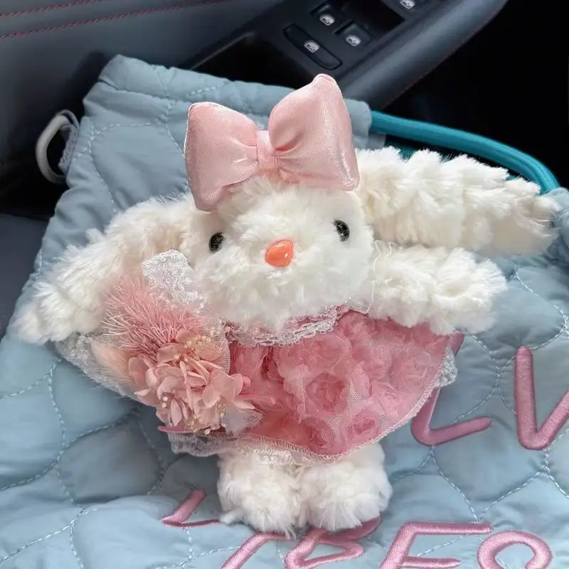 Cute Lop-Eared Rabbit 17cm Plush Doll Keychain Girl Bag Rabbit Plush Toy Ornament Kawaii Bunny Strap Hanging Decoration Gifts