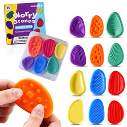 6Pcs Fidget Toys for Kids Adults Textured Sensory Silicone Stone for Autism Kids Calming Down Fidget Stress Relief Toys