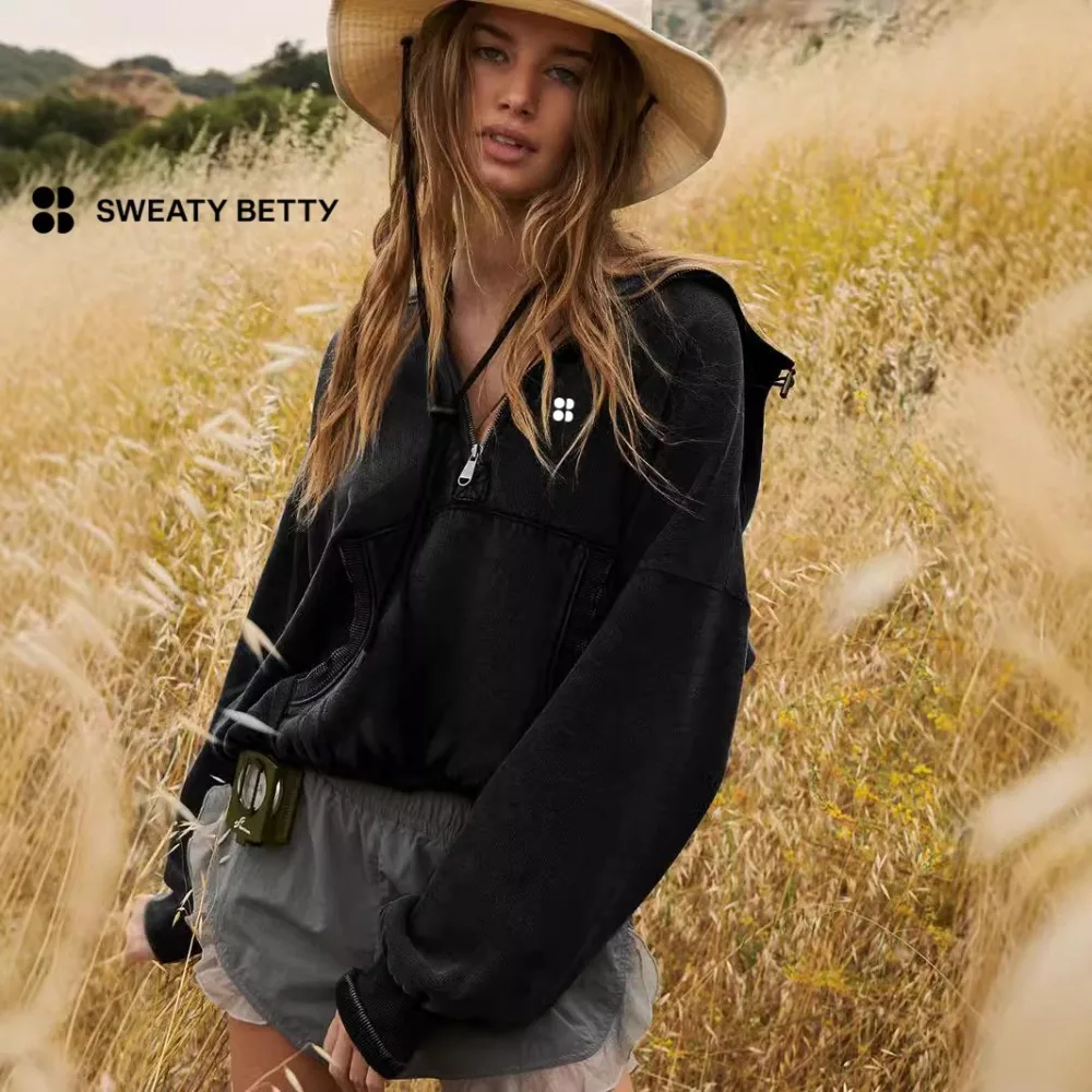 

Новая толстовка с капюшоном, женская модная спортивная толстовка, верхняя куртка для йоги с длинными рукавами и застежкой-молнией Sweaty Betty, брендовый подарок