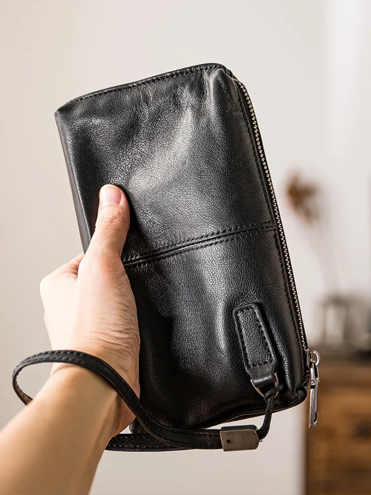 genuine-leather-handbag-men's-soft-leather-retro-first-layer-cowhide-zipper-wallet