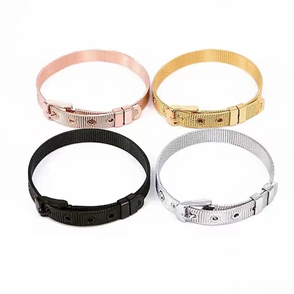 Personality Bangle Hip Hop Titanium Steel Korean Style Bracelet Hand Ring Mesh Watch Strap Bracelet Unisex Wrist Accessories