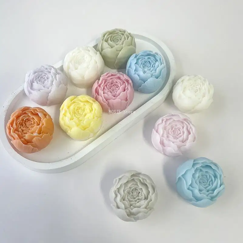 3d Pioen Bloem Siliconen Mal Aromatherapie Kaarsvorm Rozen Cake Decoratie Mousse Chocolade Mal Diy Kaars Maken Tool