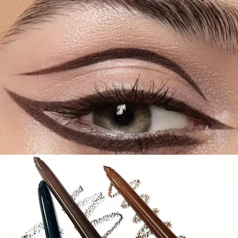 Penna eyeliner marrone liscia, ultra sottile, opaca, impermeabile, morbida, a punta fine, ad asciugatura rapida, facile da applicare, trucco eyeliner_voghion.com