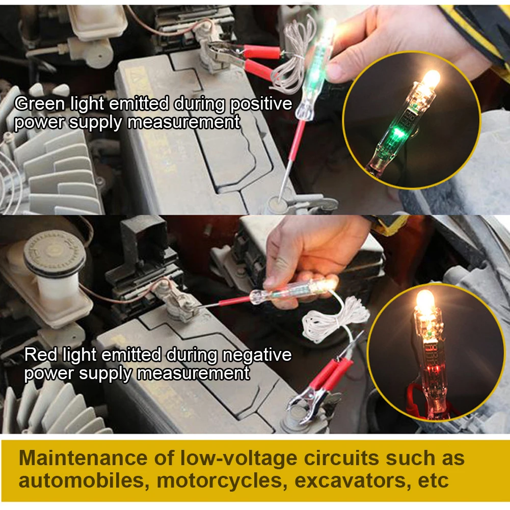 6V/12V/24V Probe Test Pen Light Bulb Dual-color LED Light Auto Light Probe Pen Electric Light Test Pen Auto Circuit Repair Tools