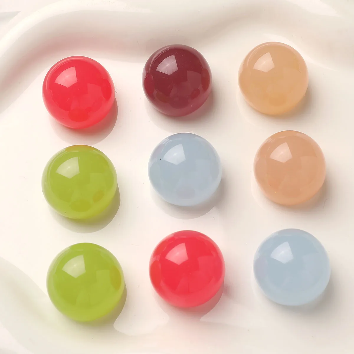 Clear Jelly Tone Round Puffy High Waist Half Round Resin Charms DIY Earring Hole Shoes Decor Parts