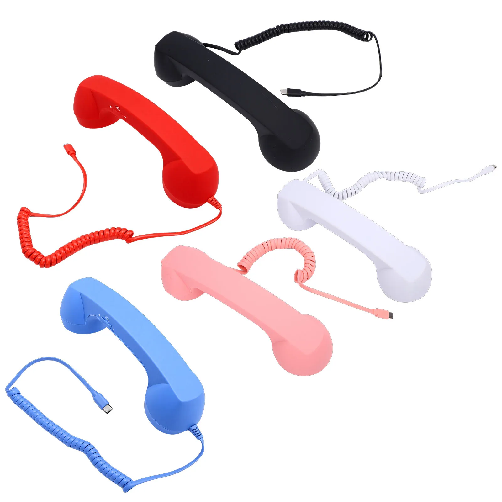 【New】Retro Phone Handset Type C Wired Telephone Handset Handheld Receiver with Mic and Speaker for Conference Call