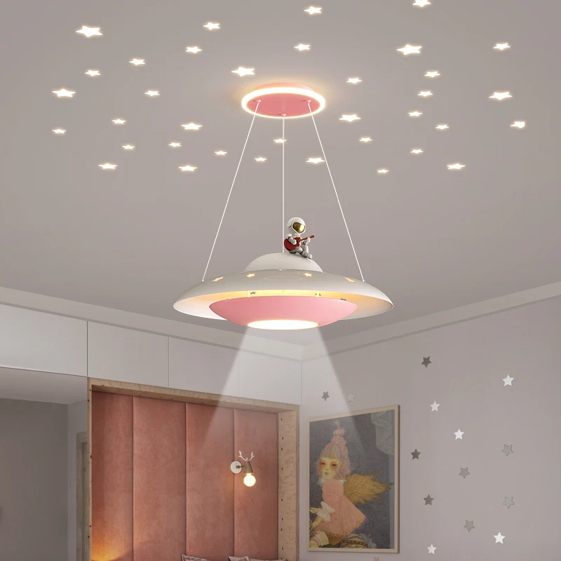 Imagem -02 - Quarto das Crianças Pingente Luzes Sala de Meninos e Meninas Espaço Lustre Criativo Ufo Voador Pires Casa Deco Estrelado Luzes