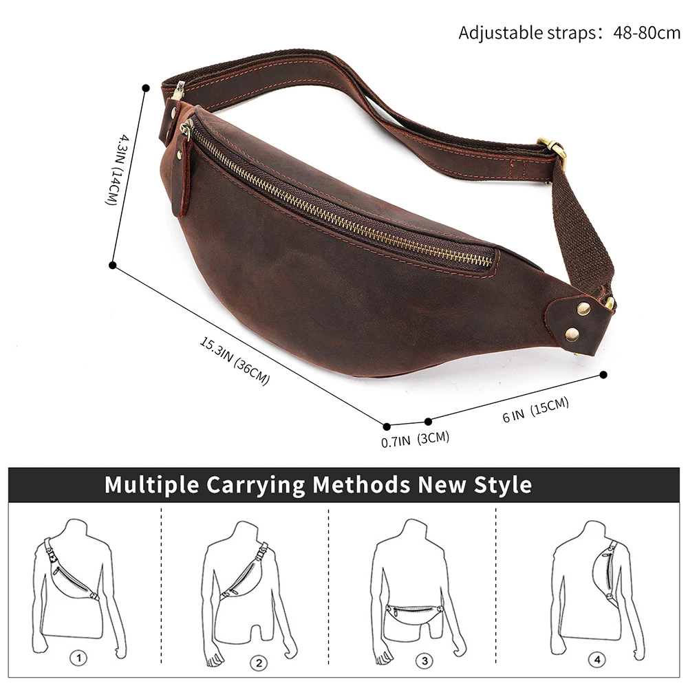 WESTAL Genuine Leather Chest Pack Waist Bag For Men Outdoor Sports Crossbody Bag Waist Bag Fanny Pack Belt Pouch For Male