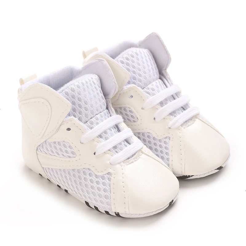 High Top Soft Soled Men's And Women's PU Mesh Breathable Casual Shoes Sports Shoes 0-18M Newborn's First Walking Shoes