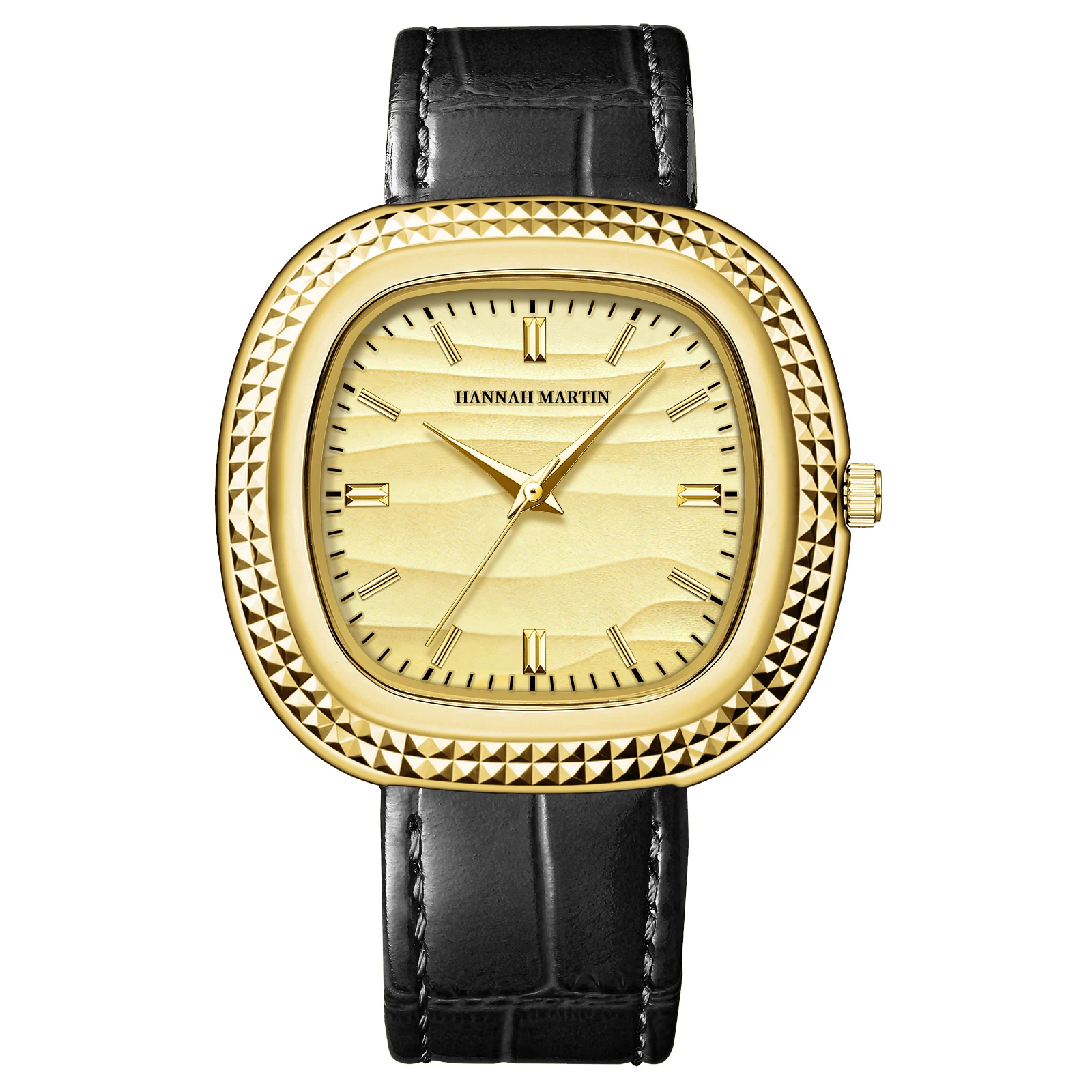 HANNAH MARTIN 1611 New Tooth-Ring WatchStylish Men's WatchWater-Resistant Retro Oval Quartz Watch Business Watch