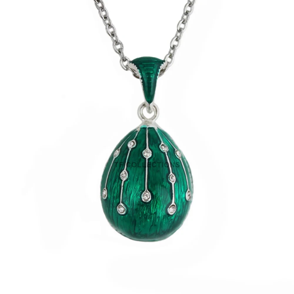 YAFFIL Lucky Meteor Easter Egg Pendant Necklace Enamel handmade Charm rhinestone Gift for Wife, Family