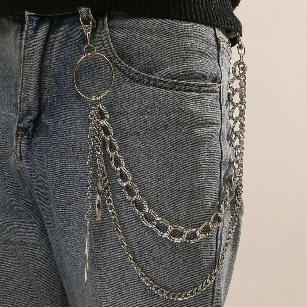 Hip-hoptrouser Chain Punk Trouser Chain Double-layer Design Punk Rock Metal Chain Accessories for Men Women Double-layer Feather