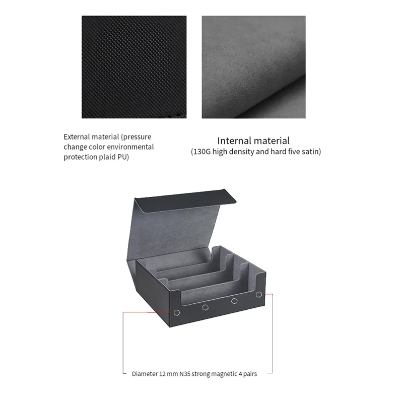 Special 1800+ Card Deck Case for Trading Cards, Magnetic Card Storage Box Top Side-Loading Deck Case Game Cards Box Black+Gray