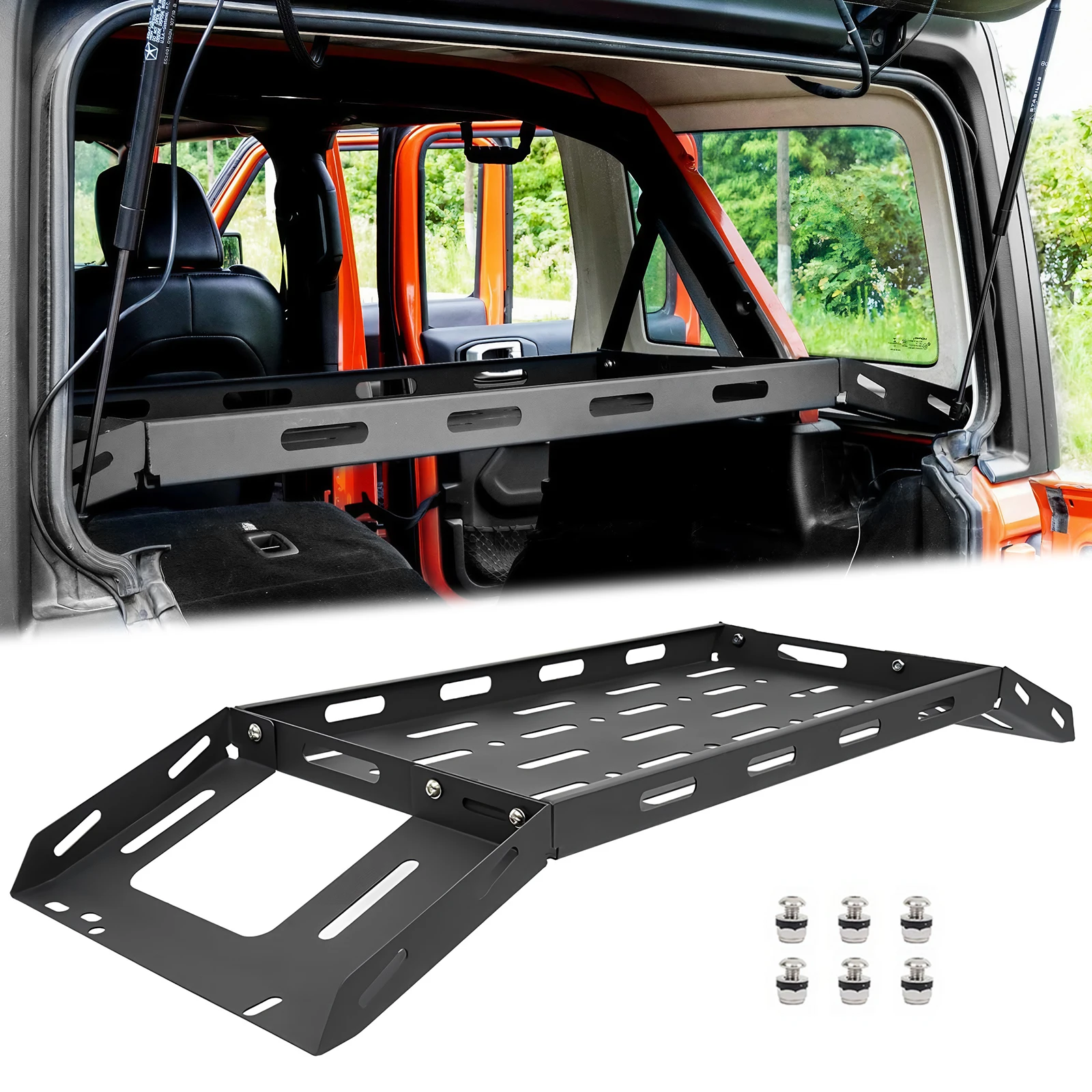 يصلح ل جيب رانجلر JL اكسسوارات الخلفي حمولة حقيبة السيارة رف الأمتعة الخلفي البضائع الرف الداخلي الجذع تخزين الرف