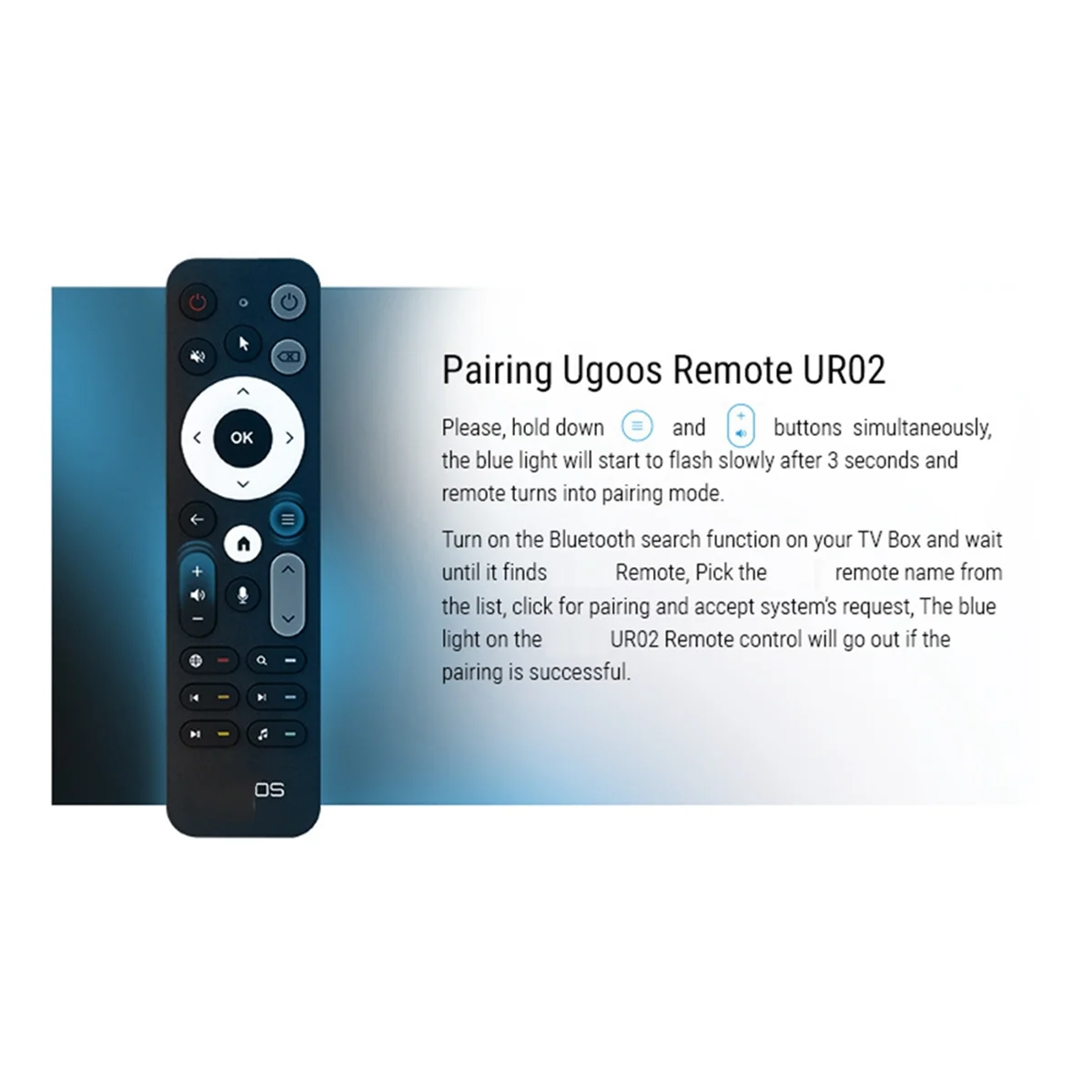 Replace UR02 BT Voice Remote Control Built-in Mic for UGOOS AM8 PRO AM6B AM6 PLUS X4 X4Q Cube Pro Extra TOX1 TOX3 TOX4