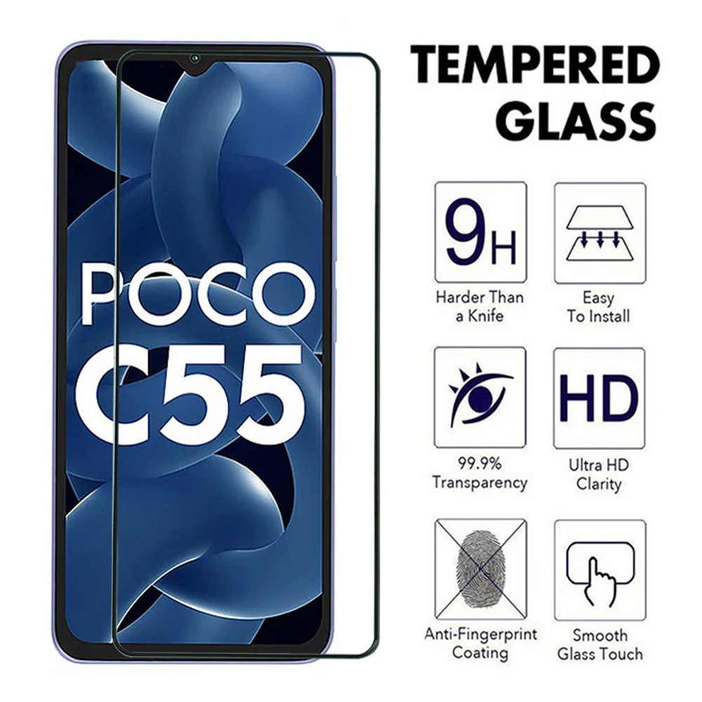 Full Cover Tempered Glass For Xiaomi Mi POCO X3 X4 X5 C50 C51 C55 C65 GT Pro Screen Protector For Xiaomi POCO X3 NFC Film