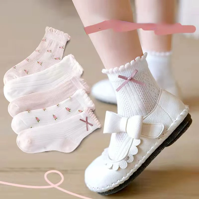 

Kids Socks 5 Pairs/Lot Spring Summer Cotton Girls Socks Cute Flowers Pattern For Children Baby