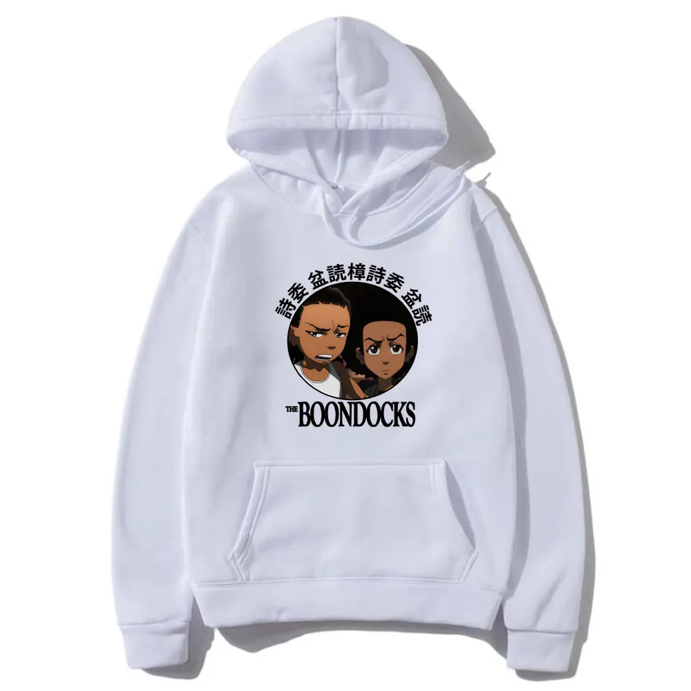 Anime The Boondocks Riley and Huey Freeman Print Hoodie Male Fashion Classic Vintage Sweatshirt Men Women Hip Hop Rock Hoodies