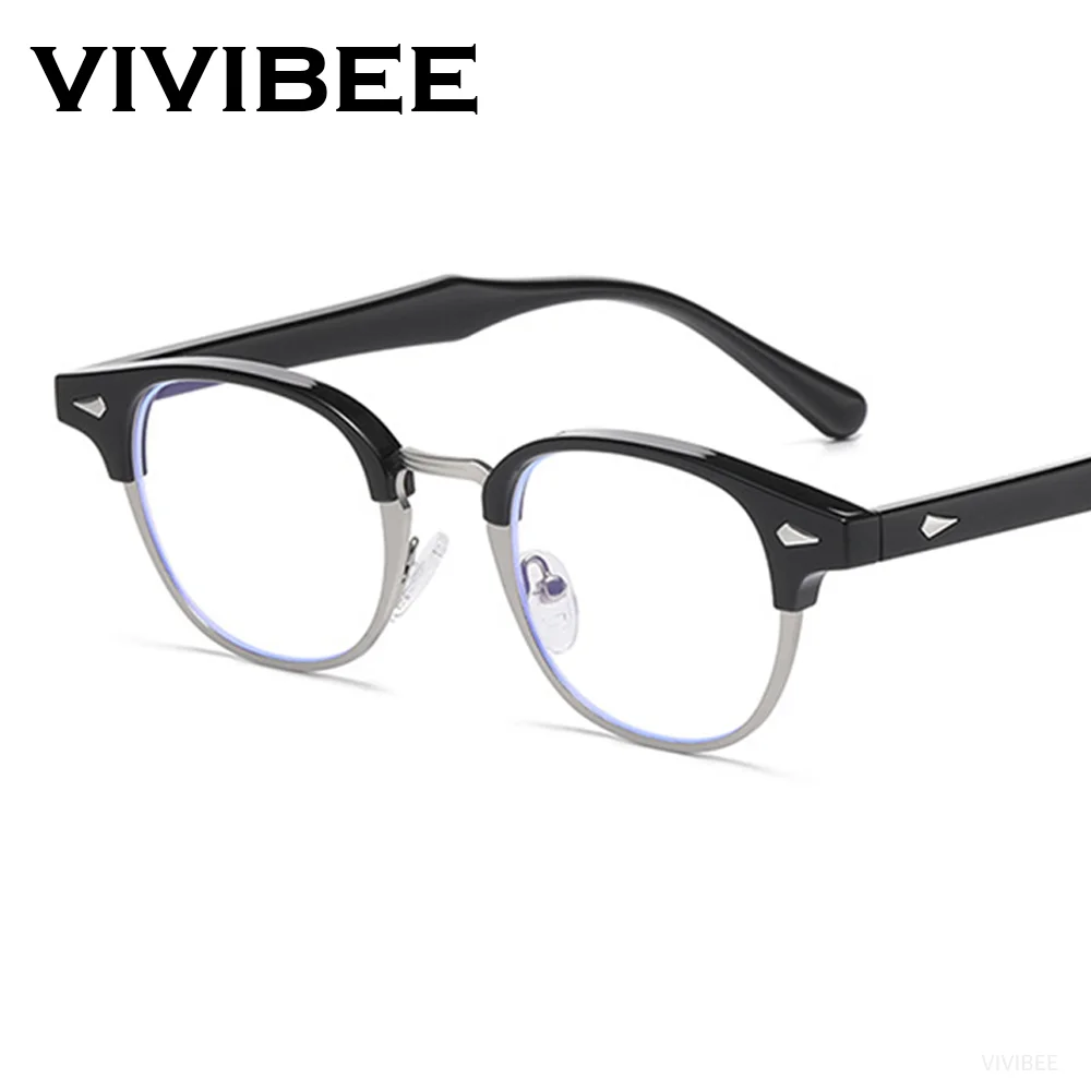 

VIVIBEE маленькие очки с блокировкой синего света, мужские очки без оправы с квадратным лучом, винтажные женские очки UV400, компьютерные очки