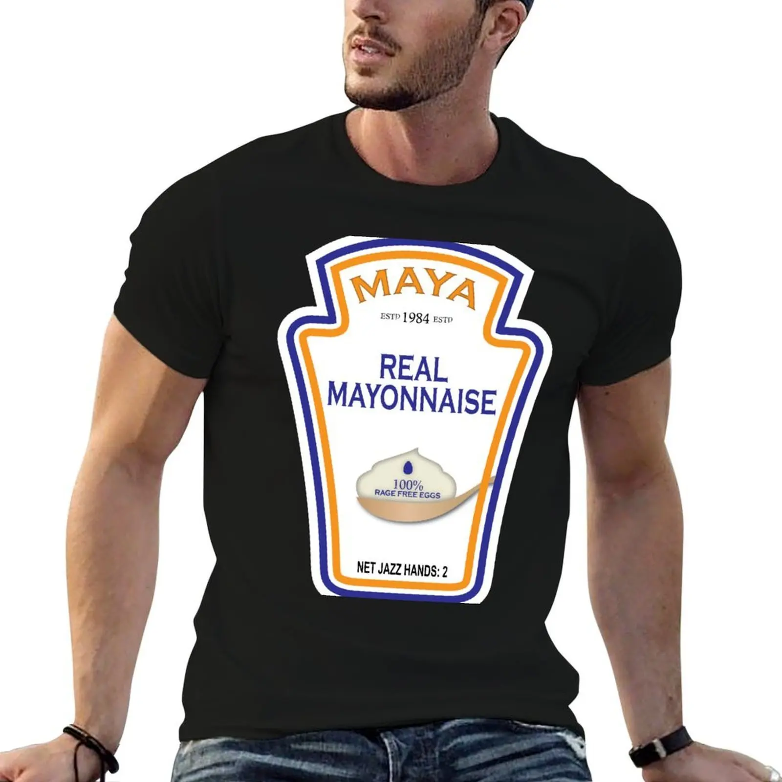 Funny MAYA Mayonnaise Label - contact FancyHatPenguin on FB to get your own! T-Shirt plus size clothes baggy shirts men t shirts