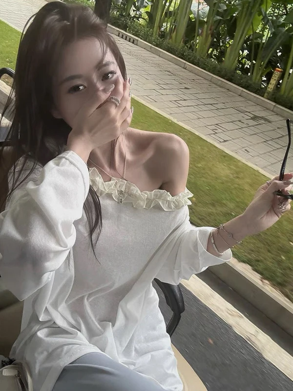 

plus Size 300 Pou Casual Loose Fit Long Sve Sun Protection T-irt Women Thin Flower Collar irt Spring Season