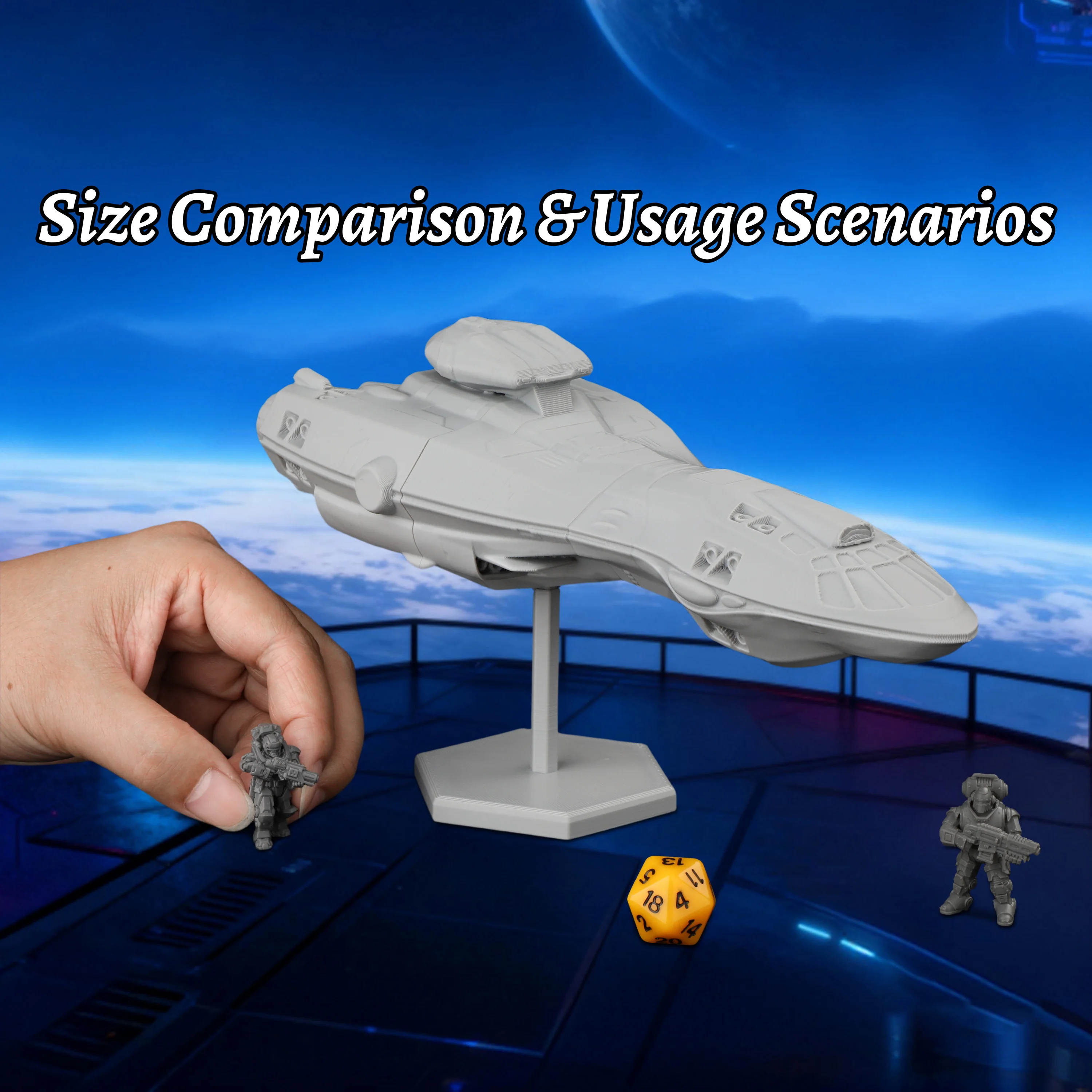 Sci-Fi Spaceship Miniature – RPG Terrain Accessory for Space Voyage Exploration, Tabletop Display Model Gift for Sci-Fi Fans