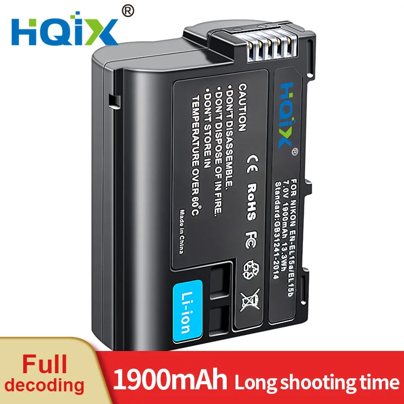 

HQIX for Nikon D500 D800E D610 D600 1 V1 D7000 D810 D7500 D750 Z6 Z5 Z8 ZF 2 Z6II Z7 2 Z7II Camera EN-EL15b Charger Battery