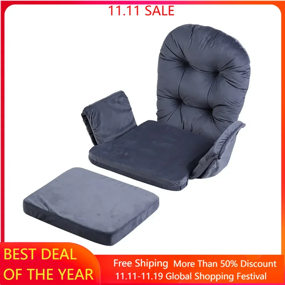 Soft Velvet Cotton Chair Cushion Stool Pad Set Warm Cover for Home Office Gray Color