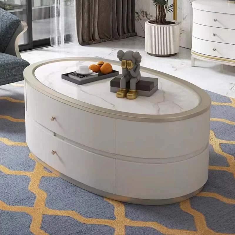 

-Light luxury American solid wood coffee table simple modern glass top, suitable for large apartment living room furniture