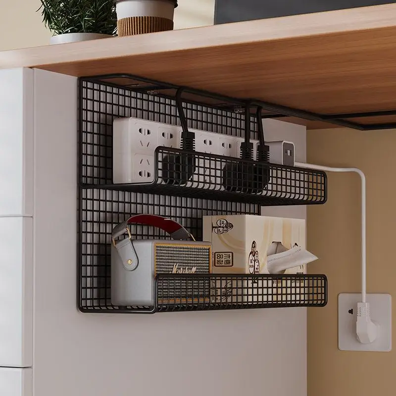 under Desk Cable Organizer No Drilling Power Cable Holder Slot Line Sorting Box Socket Storage Desktop Wiring Accessories