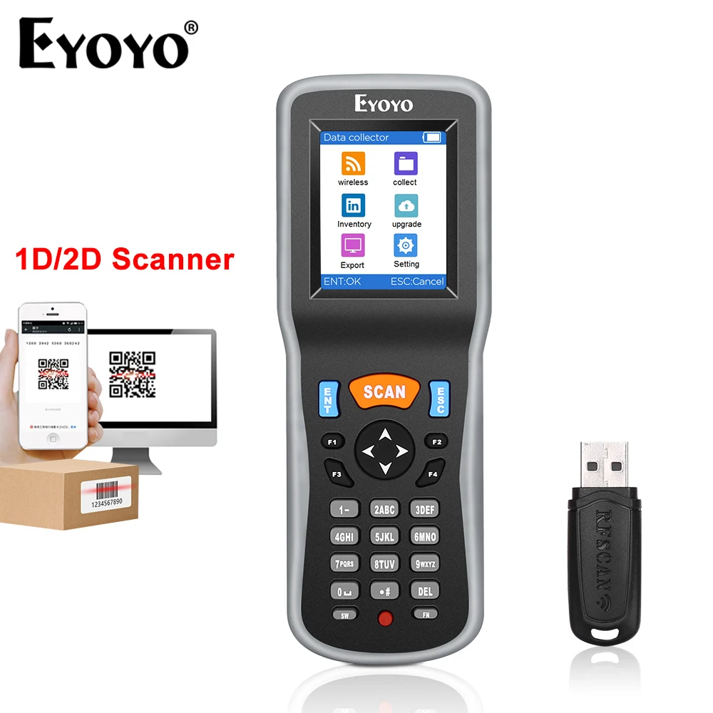 Eyoyo EY-7000 Portable 1D/2D QR Code Scanner Handheld Data Collector With 2.2