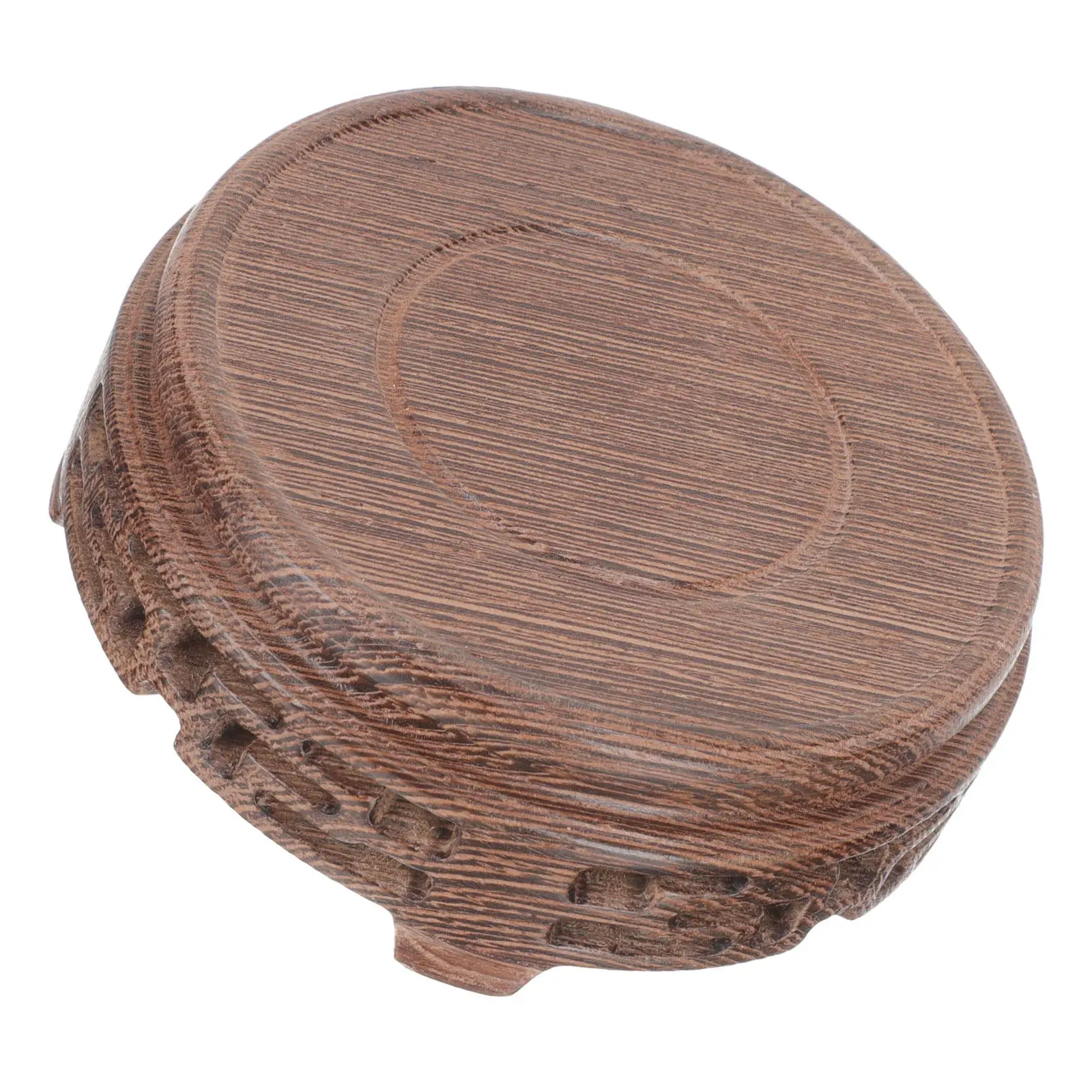 Wooden Teapot Display Stand Solid Wood Round Vase Base Stable Vintage Tea Set Holder Home Decor