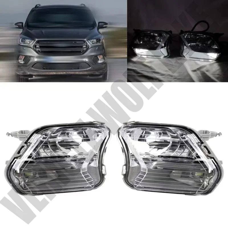 

Fog Lamp With LED Bulbs For Ford Escape Kuga 2017 Left +Right Side Front Bumper Fog Lights GJ5Z-13200-D GJ5Z-13200-C