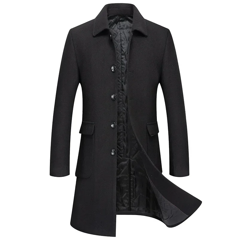 

Wool Overcoat Winter New Men's Woolen Trench Coat Lengthened Plus Size Male Plus Velvet Thick Long Sleeve Coat Big Size 4XL