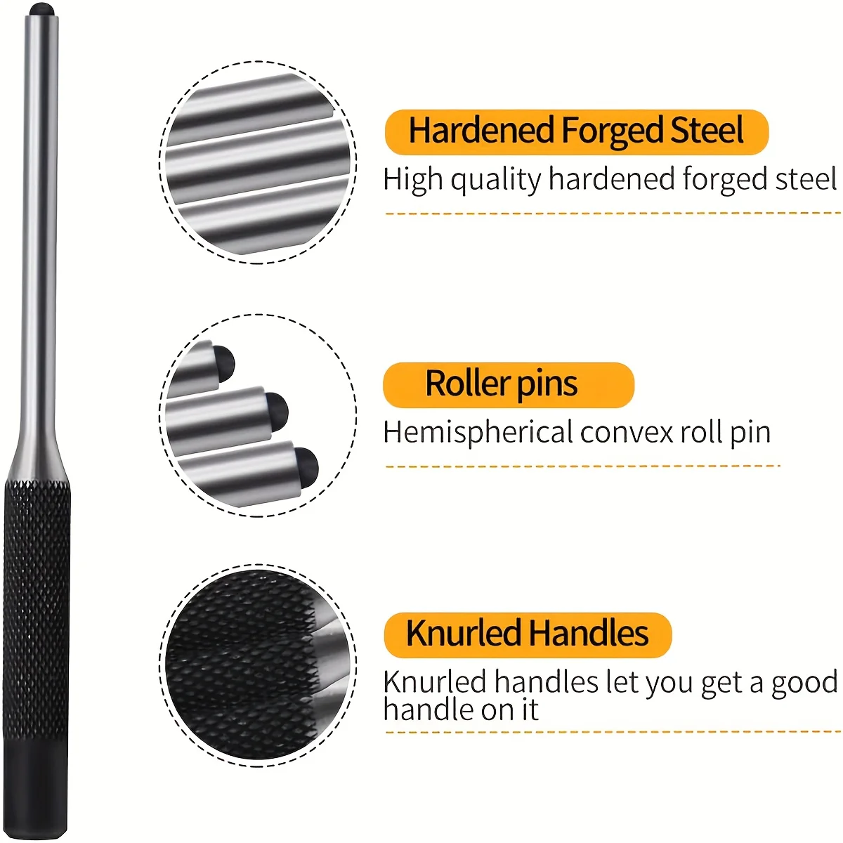 Roll Pin Punch Set 9pc Craftsman Tool Set - Great Nail Punch for Gun Tool Kit Building, Watch Repair Kit and Removing Firing Pin view 3