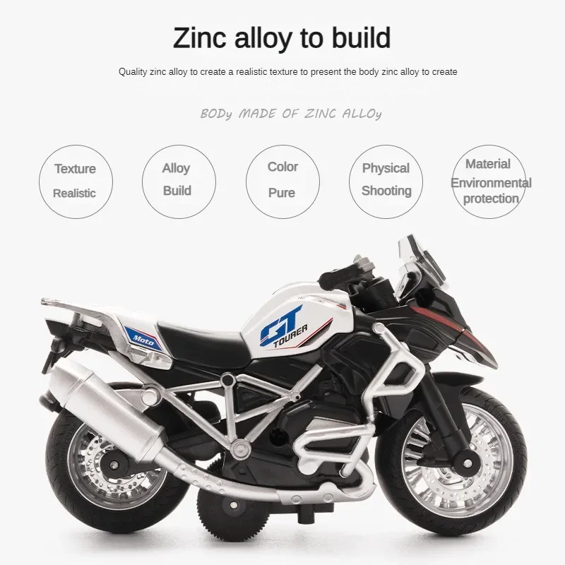 1:14 Alloy pull-back off-road motorcycle model, car model sound and light imitation toy cross-border