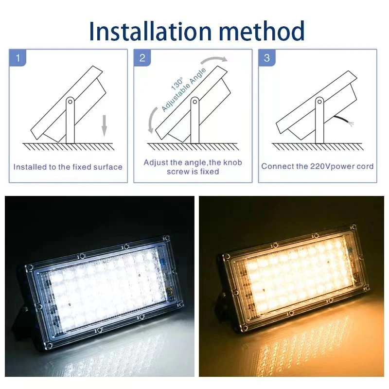 Luz LED de inundación para el hogar, foco impermeable IP65 de 50W, CA de 220V y 110V, iluminación de jardín al aire libre, Reflector de luz fundida