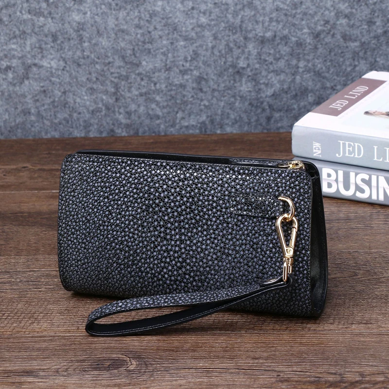 2023 Winter New Men's Pearl fish skin Clutch Bag High-quality Genuine Leather Envelope Clutch Bag Large Capacity Men's Bag