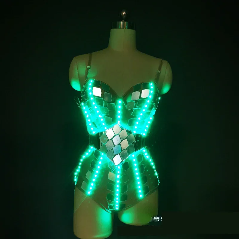 LED Costume Women Luminous Show Party Dance Rave Outfit Robot Cosplay Futuristic Light Up Clothing Gogo Dancer Fancy Wear