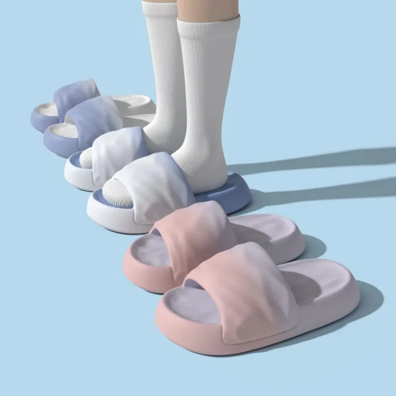 

Шлепанцы домашние для мужчин и женщин, Нескользящие, градиентные сандалии в форме облака, пляжные тапочки, комнатная обувь, плоская подошва, Эва, лето