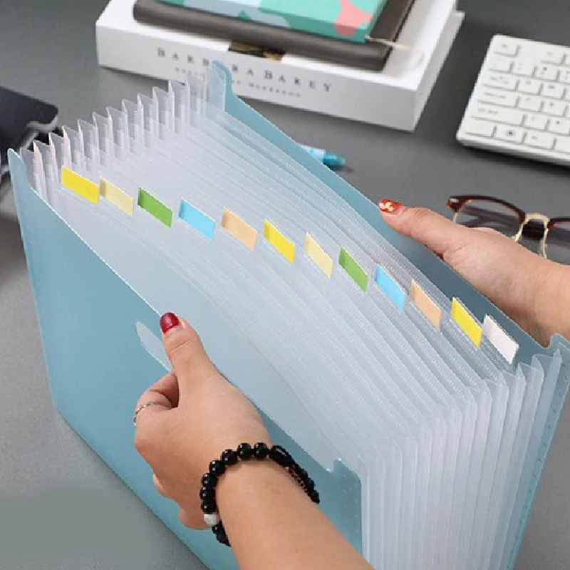 2Pcs Accordion Folder Document Organizer A4 File Folder 13 Pockets Expandable for Filling Test Papers Files Flash Cards