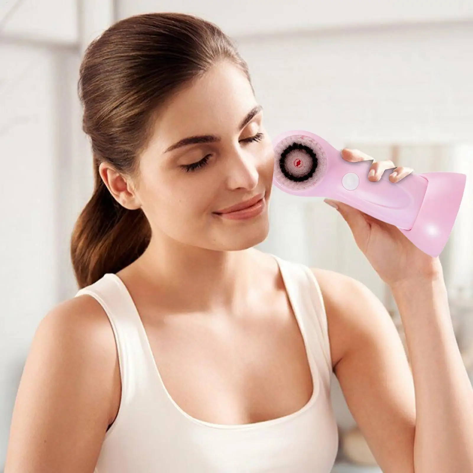 Gesichtsreinigungsbürste, Gesichtspeeling-Werkzeug mit 6 Bürstenköpfen, wiederaufladbares Hautpflege-Reinigungs- und Waschsystem für den Stirn des Körpers