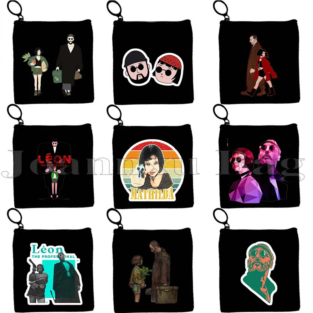 

Vintage Retro Movie Leon Mathilda The Professional Poster Girl Canvas Coin Purse Key Case Small Card Bag Wallet Zipper Pouch