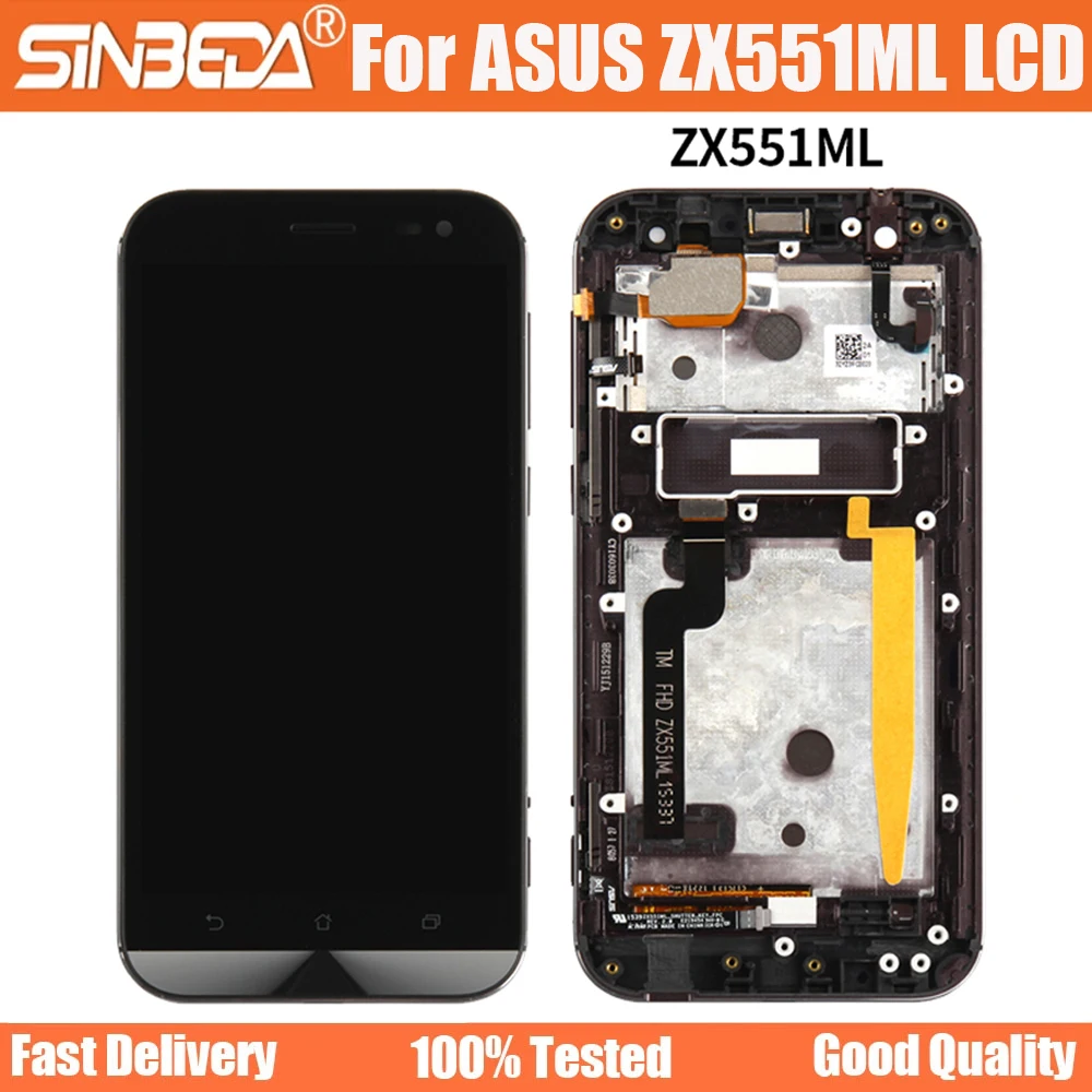 5.5'' AAA+++ For ASUS Zenfone Zoom ZX551ML LCD Display Touch Screen Digitizer with Frame For ASUS ZX551ML Display Replacement