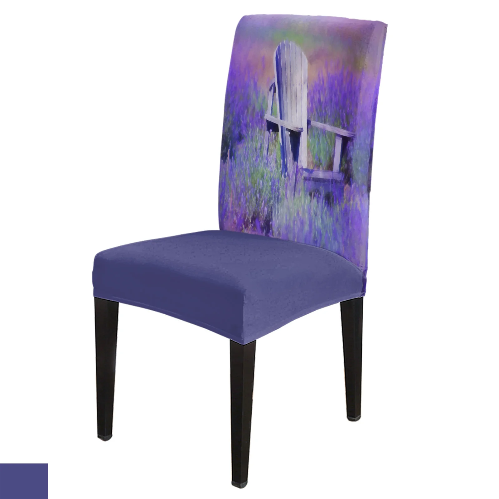 Purple Lavender Flower Field Chair Chair Cover Set Kitchen Dining Stretch Spandex Seat Slipcover for Banquet Wedding Party