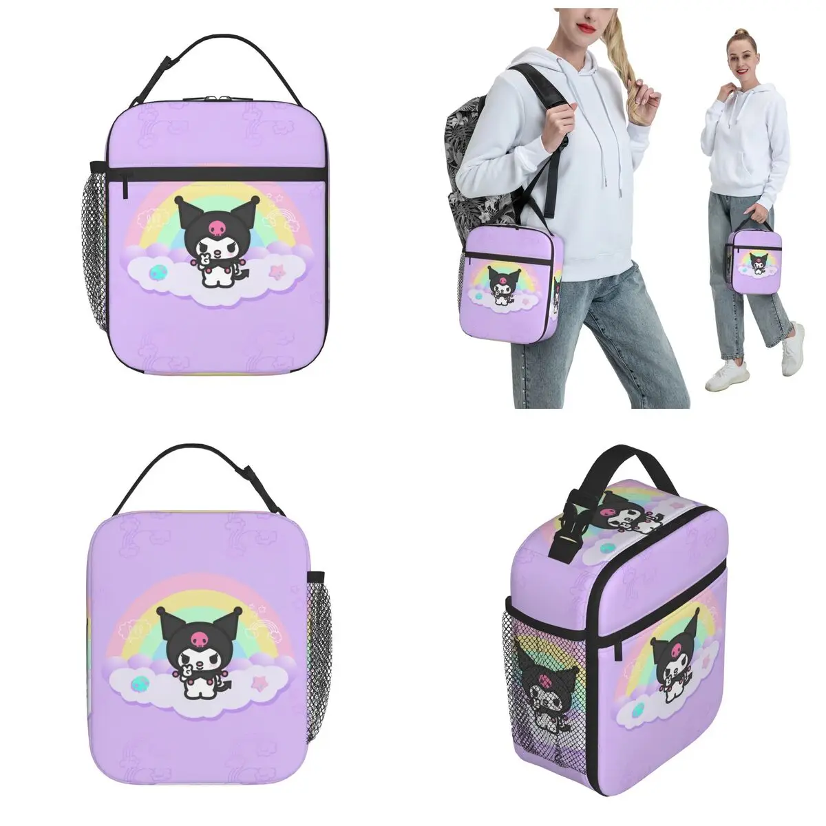 Lunch Box Funny Kuromi Sanrio Accessories Food Box Causal Thermal Cooler Bento Box For School